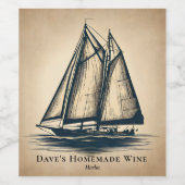 zeilboot zeiler nautisch retouradres wijn etiket (Enkel label)