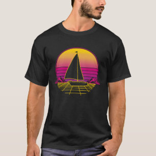 Zeilboot zeiler retro zonsondergang cadeau t-shirt