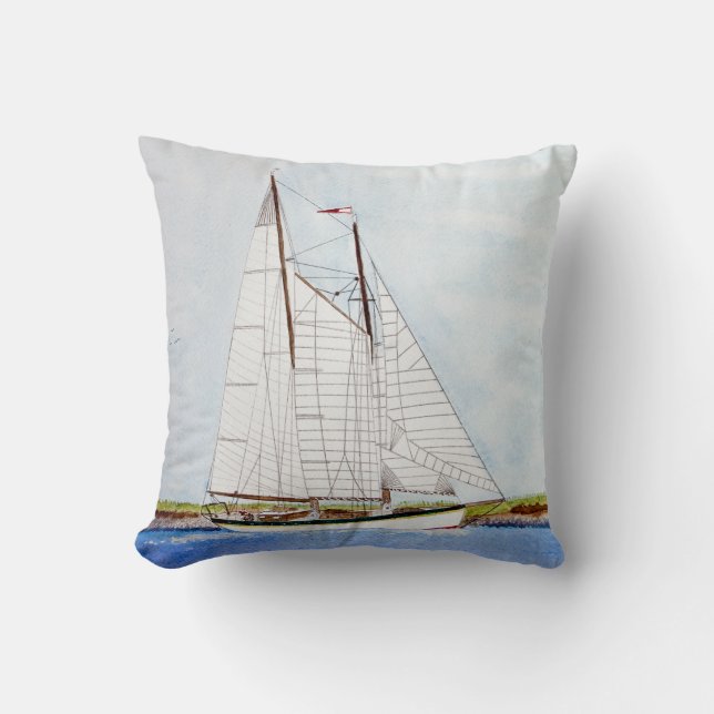 Zeilboot Zeilschip Ocean Throw Couch Pillow Kussen (Voorkant)