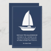 Zeilboot Zeilschip Zeevaart Blauw Witte Begrafenis Bedankkaart (Voorkant / Achterkant)