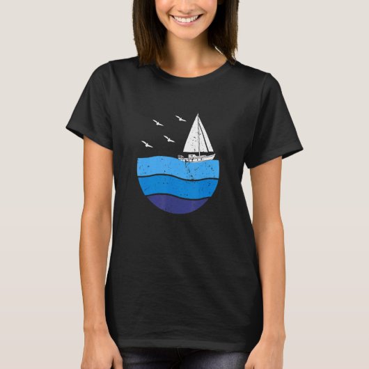 Zeilboot Zonsondergang Boot Kapitein Zeilen T-shirt (Voorkant)