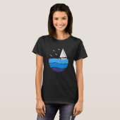 Zeilboot Zonsondergang Boot Kapitein Zeilen T-shirt (Voorkant volledig)