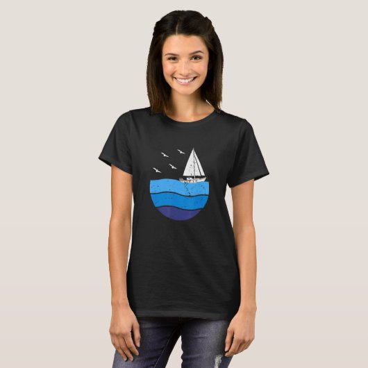 Zeilboot Zonsondergang Boot Kapitein Zeilen T-shirt (Voorkant volledig)