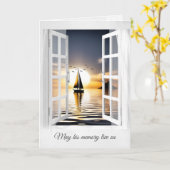 Zeilboot zonsondergang in raamsympathie kaart (Gele Bloem)