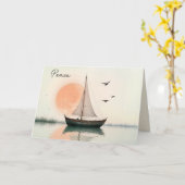 Zeilboot zonsondergang met medeleven van meeuwen kaart (Gele Bloem)