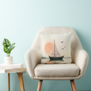 Zeilboot zonsondergang met meeuwen kussen