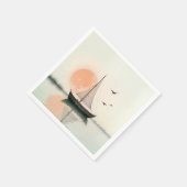 Zeilboot zonsondergang met meeuwen servet (Hoek)