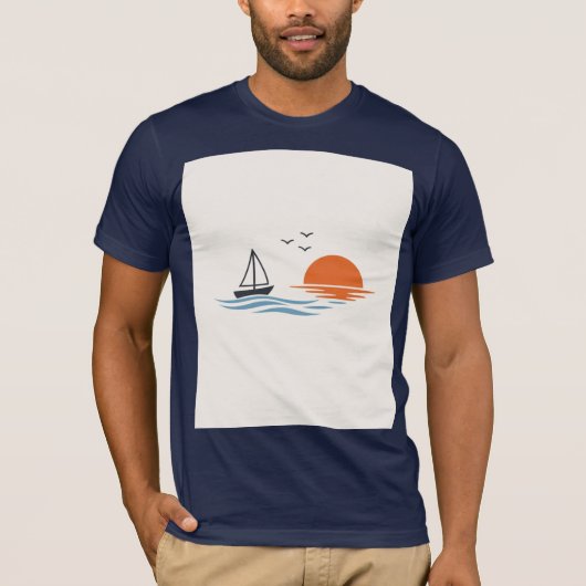 Zeilboot Zonsondergang Minimaal T-shirt (Voorkant)