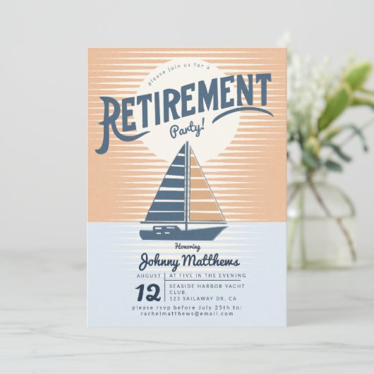 zeilboot zonsondergang pensioen partij kaart (Staand voorkant)