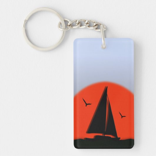 Zeilboot Zonsondergang Sleutelhanger (Voorkant)