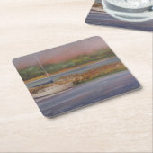Zeilboot zonsondergang vredige moeras serene kartonnen onderzetters (Schuin)