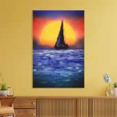 Zeilboot Zonsondergang - Watercolor Kunst Canvas Afdruk (Insitu (Woonkamer))