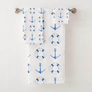 Zeilbootanker + reddingsboei Monogram Bad Handdoek