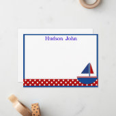 Zeilbootbakkerij voor jongens/Dank u wel Notitiekaartje (Voorkant / Achterkant in situ)