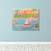 zeilbooteiland canvas afdruk (Insitu (Houten vloer))