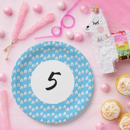 Zeilbootfeest Vijfde Verjaardag Papieren Bordje (Feest)