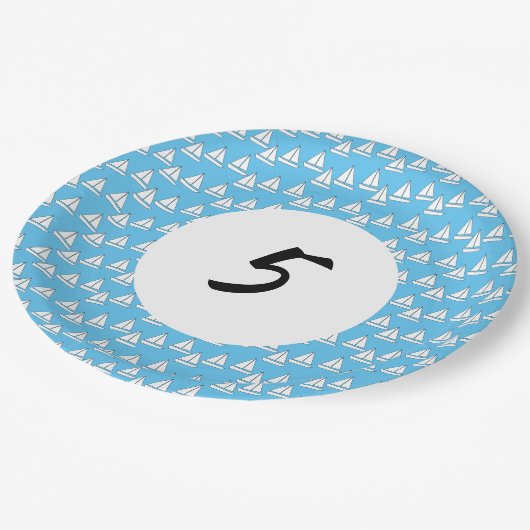 Zeilbootfeest Vijfde Verjaardag Papieren Bordje (Gekanteld)