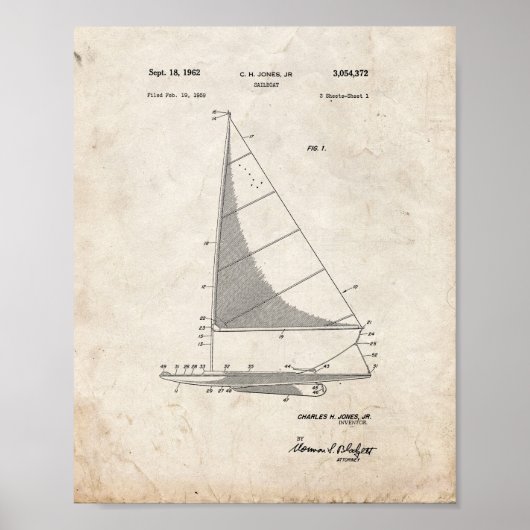 Zeilbootpatent - Oude kijk Poster (Voorkant)