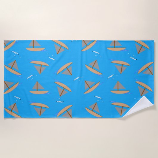 Zeilbootpatroon strandhanddoek strandlaken (Voorkant)