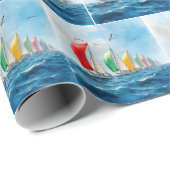 Zeilbootrace op volle zee cadeaupapier (Rol Hoek)