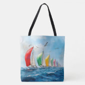 Zeilbootrace op volle zee tote bag (Voorkant)