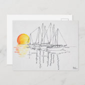 Zeilbootreflectie | Concarneau, Bretagne Briefkaart (Voorkant / Achterkant)