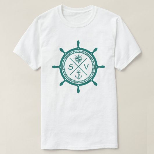 Zeilbootwiel SV Zeilschip Logo met kompas T-shirt (Design voorkant)
