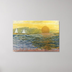 Zeilboten aan de Horizon Canvas Afdruk