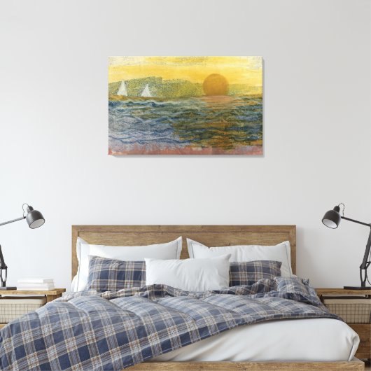 Zeilboten aan de horizon canvas afdruk (Insitu (Slaapkamer))