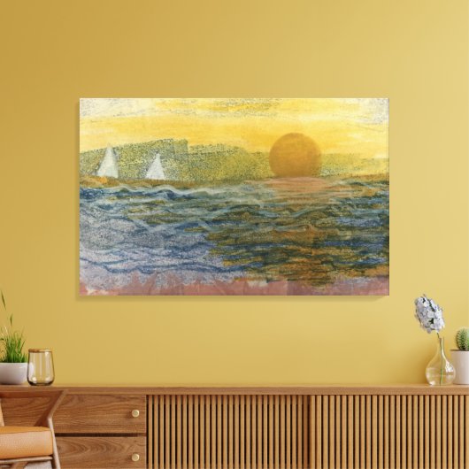 Zeilboten aan de horizon canvas afdruk (Insitu (Woonkamer))
