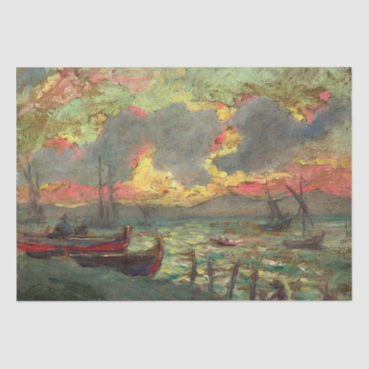 Zeilboten aan de kust (door Kimon Loghi) Tissuepapier (Voorkant)