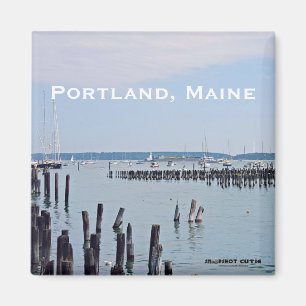 Zeilboten aan de kust van Old Port, Portland Maine Magneet