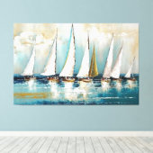 Zeilboten, Abstracte Kunst, Moderne Kunst, Nautisc Canvas Afdruk (Insitu (Houten vloer))