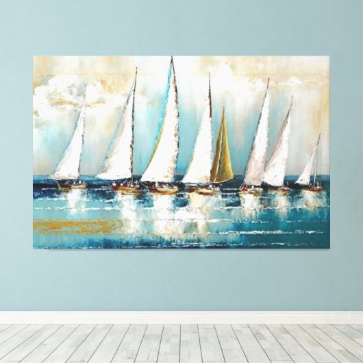 Zeilboten, Abstracte Kunst, Moderne Kunst, Nautisc Canvas Afdruk (Insitu (Houten vloer))