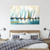 Zeilboten, Abstracte Kunst, Moderne Kunst, Nautisc Canvas Afdruk (Insitu (Slaapkamer))
