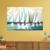 Zeilboten, Abstracte Kunst, Moderne Kunst, Nautisc Canvas Afdruk (Insitu (Woonkamer))