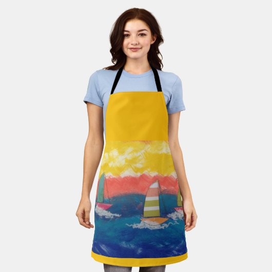 Zeilboten All-Over Print Schort (Gedragen)