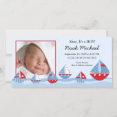Zeilboten Baby Boy Geboorteaankondiging Aankondiging (Voorkant)