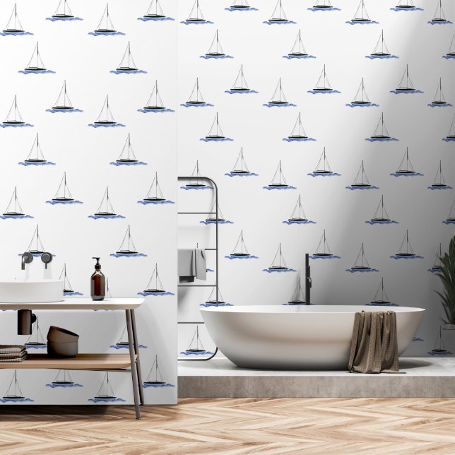 Zeilboten Behang (Badkamer)