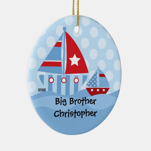 Zeilboten Big & Little Brother Kerst Ornament (Rechts)