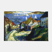 Zeilboten bij de haven, fijne kuntschildering deurmat (Voorkant)