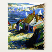 Zeilboten bij de haven, fijnschilderij planner (Achterkant)