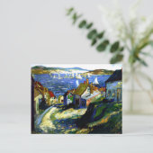 Zeilboten bij de haven, schilderij van fijne kunst briefkaart