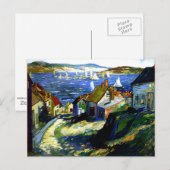 Zeilboten bij de haven, schilderij van fijne kunst briefkaart