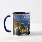 Zeilboten bij de haven, schilderij van fijne kunst mok (Links)