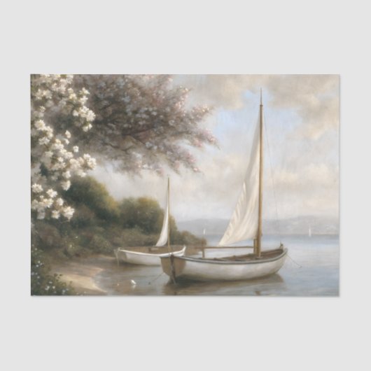 Zeilboten bij de Shore Decoupage Tissuepapier (Voorkant)