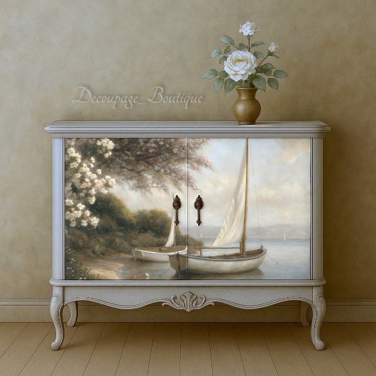 Zeilboten bij de Shore Decoupage Tissuepapier