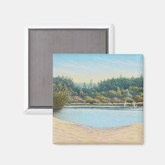 Zeilboten bij Frensham Ponds, Surrey in Pastel Magneet (Voorkant / Achterkant)