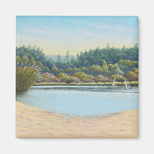 Zeilboten bij Frensham Ponds, Surrey in Pastel Magneet (Voorkant)