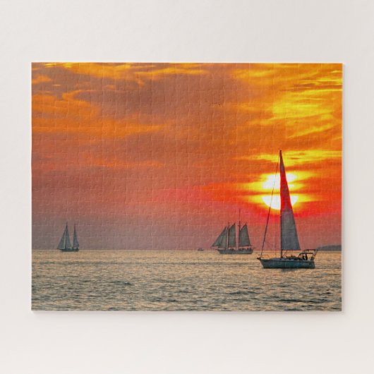 Zeilboten bij Key West, Florida, Sunset Legpuzzel (Horizontaal)